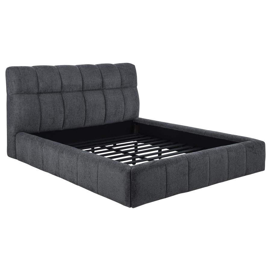 Nollet 48-Inch Upholstered Eastern King Platform Bed Grey
