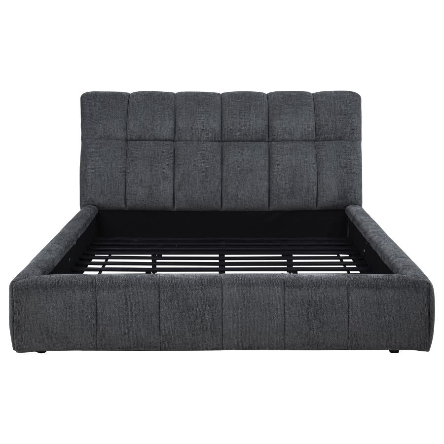 Nollet 48-Inch Upholstered Eastern King Platform Bed Grey