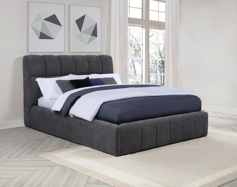 Nollet 48-Inch Upholstered Queen Panel Platform Bed Grey