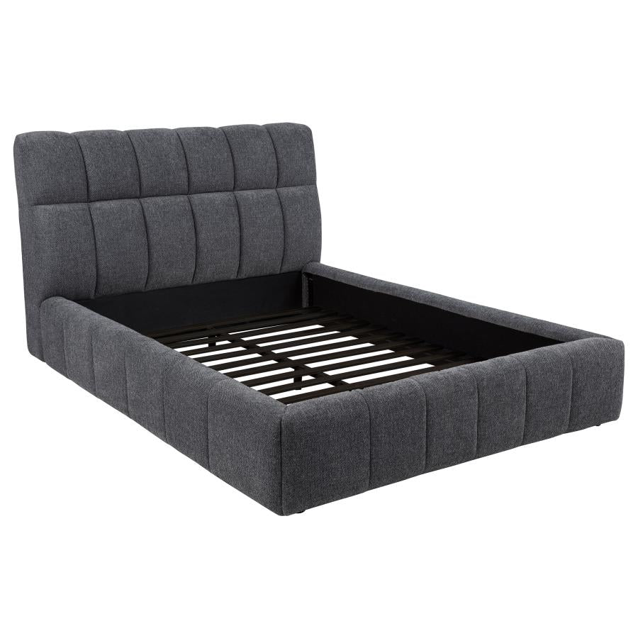Nollet 48-Inch Upholstered Queen Panel Platform Bed Grey