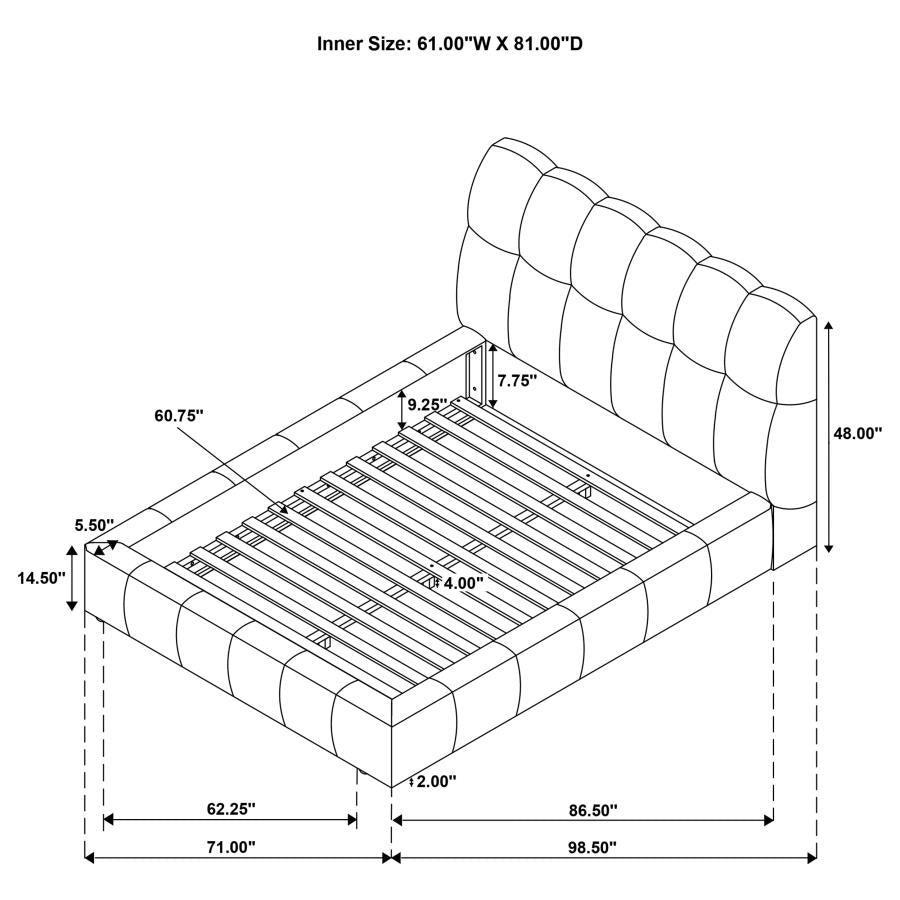 Nollet 48-Inch Upholstered Queen Panel Platform Bed Grey