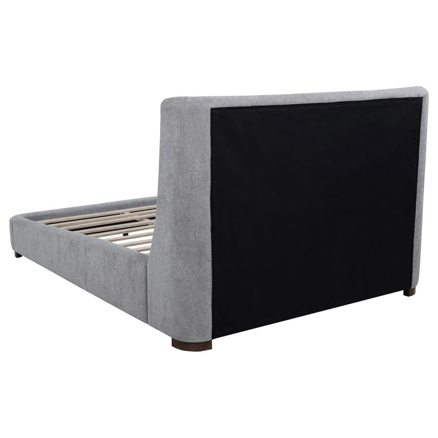 Rennes Upholstered Eastern King Wingback Platform Bed Grey