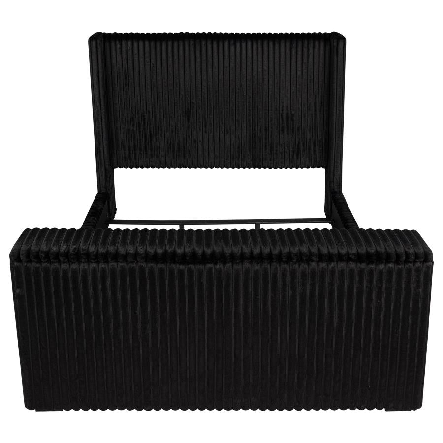 Centergrove Upholstered Eastern King Wingback Tv Bed Black