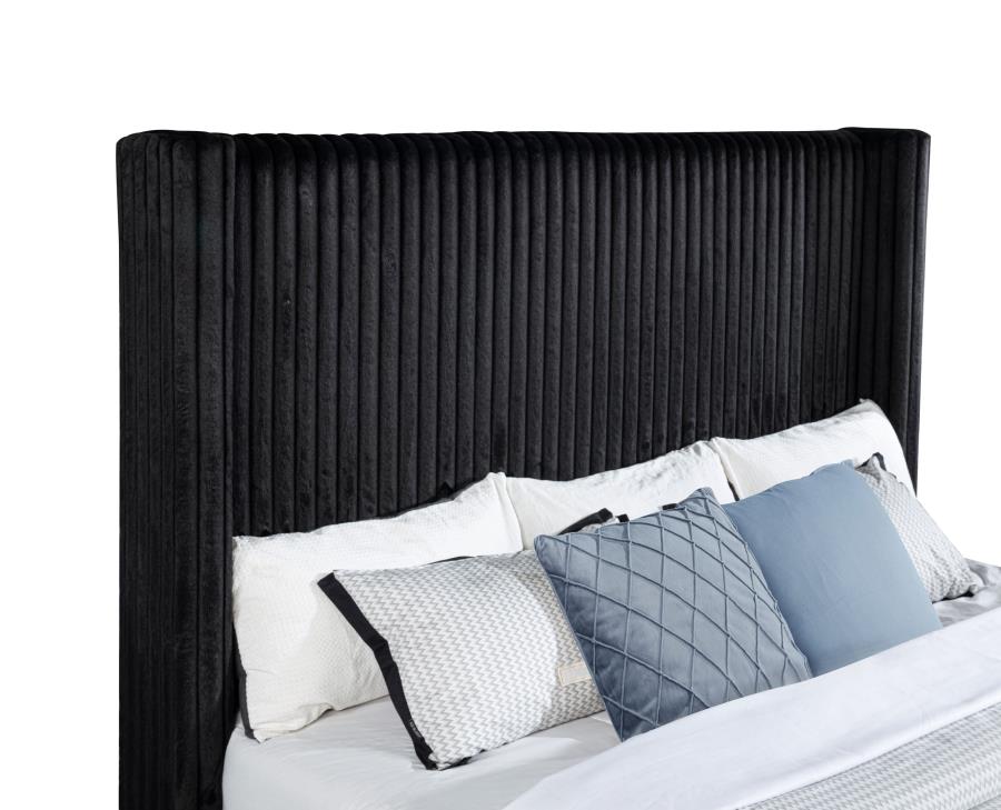 Centergrove Upholstered Eastern King Wingback Tv Bed Black