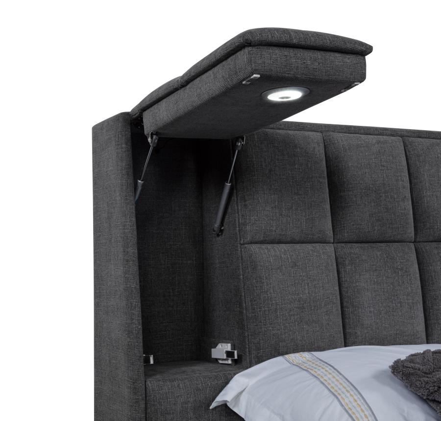 Dreux Upholstered Eastern King Panel Platform Bed Grey