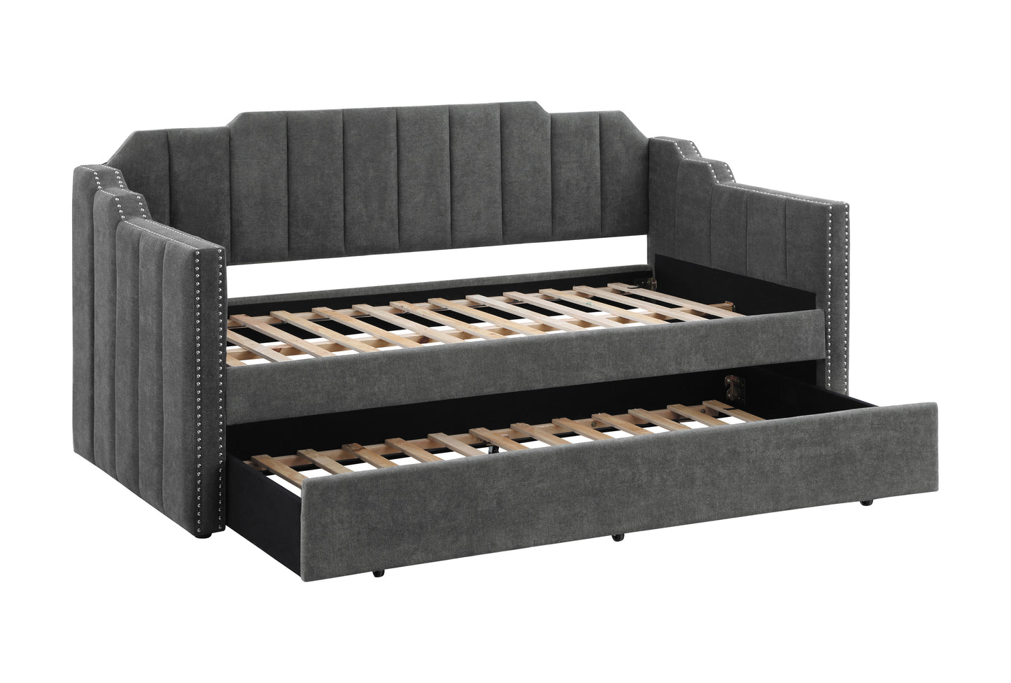 Kingston Upholstered Twin Daybed with Trundle Charcoal
