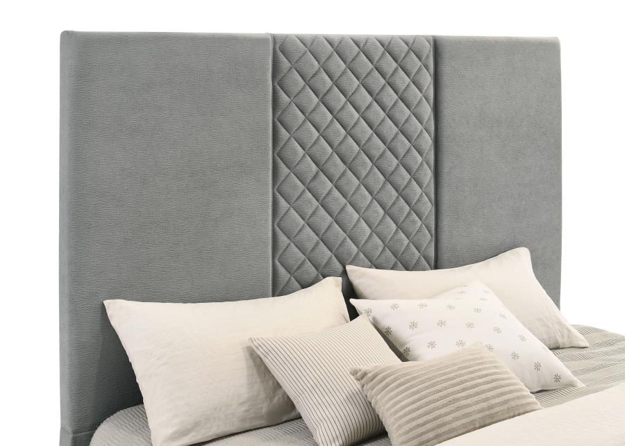 Tara 61-Inch Upholstered Eastern King Panel Tv Bed Grey