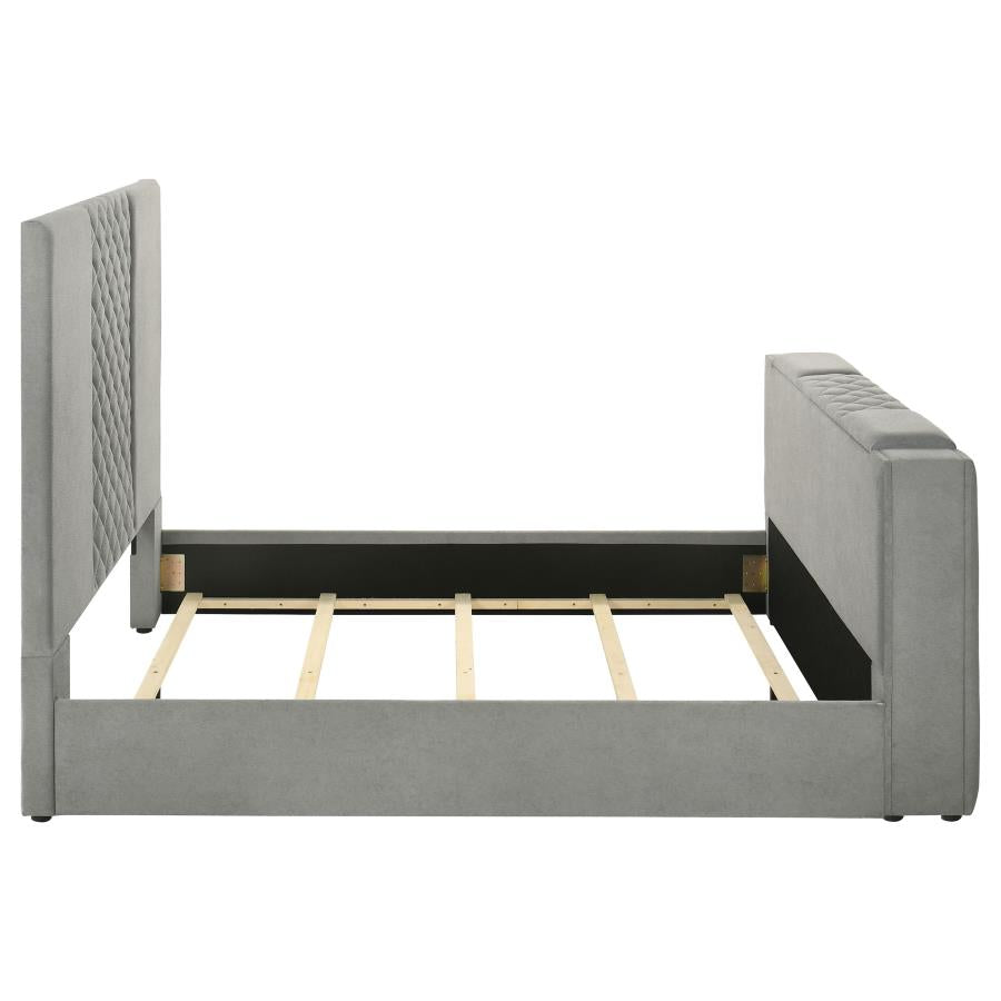 Tara 61-Inch Upholstered Queen Panel Tv Bed Grey