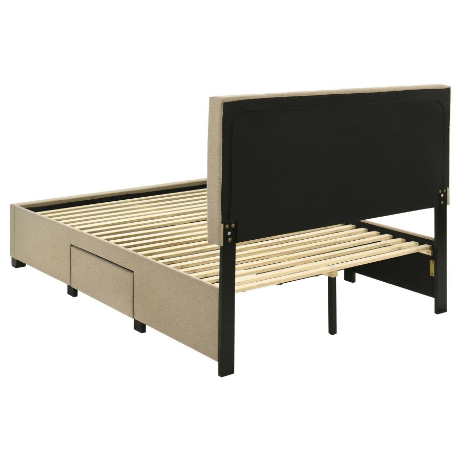 Wheatland 4-Drawer Upholstered Full Storage Bed Light Brown