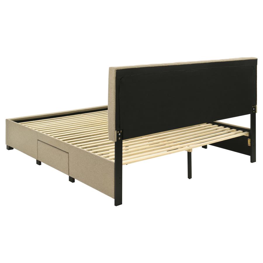 Wheatland 4-Drawer Upholstered Eastern King Storage Bed Brown