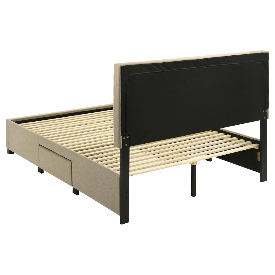 Wheatland 4-Drawer Upholstered Queen Storage Bed Light Brown