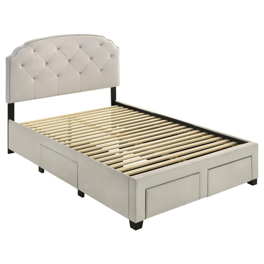 Marianna 4-Drawer Upholstered Full Storage Bed Cream