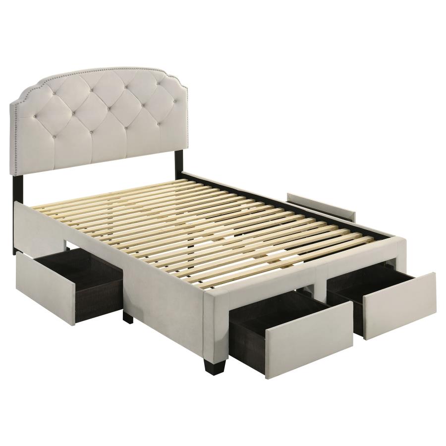 Marianna 4-Drawer Upholstered Full Storage Bed Cream