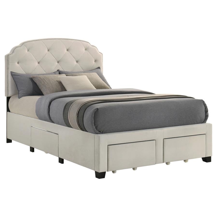 Marianna 4-Drawer Upholstered Full Storage Bed Cream