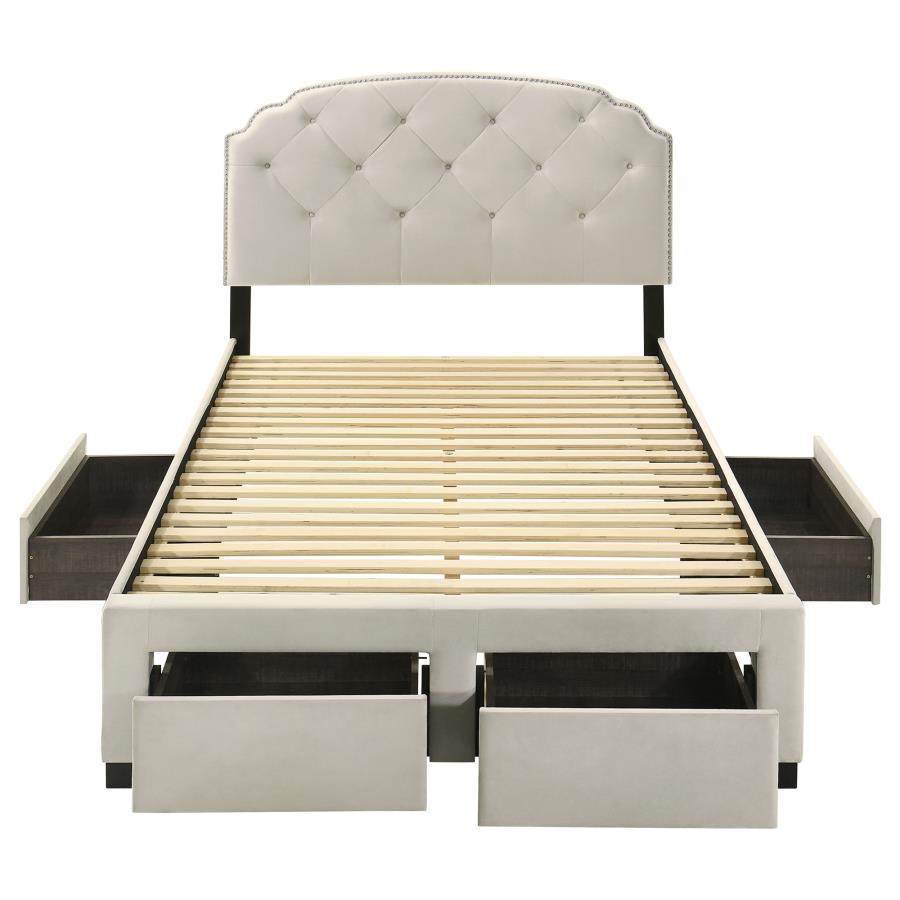 Marianna 4-Drawer Upholstered Full Storage Bed Cream