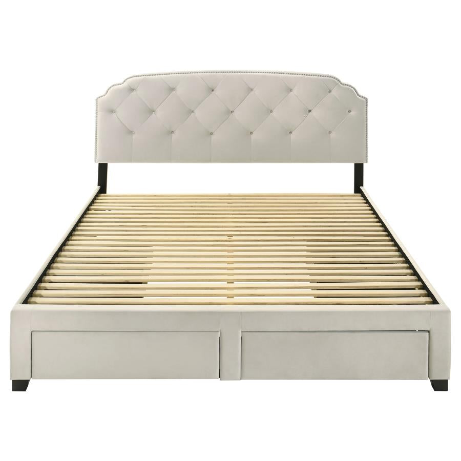 Marianna 4-Drawer Upholstered Eastern King Storage Bed Cream
