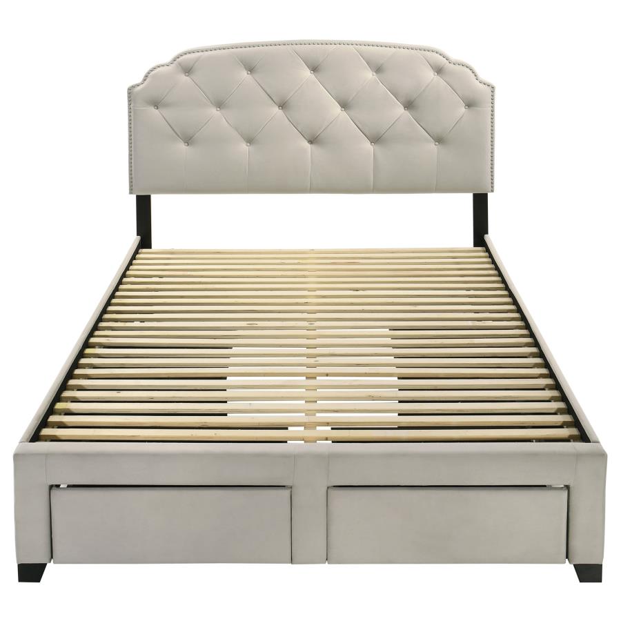 Marianna 4-Drawer Upholstered Queen Storage Bed Cream