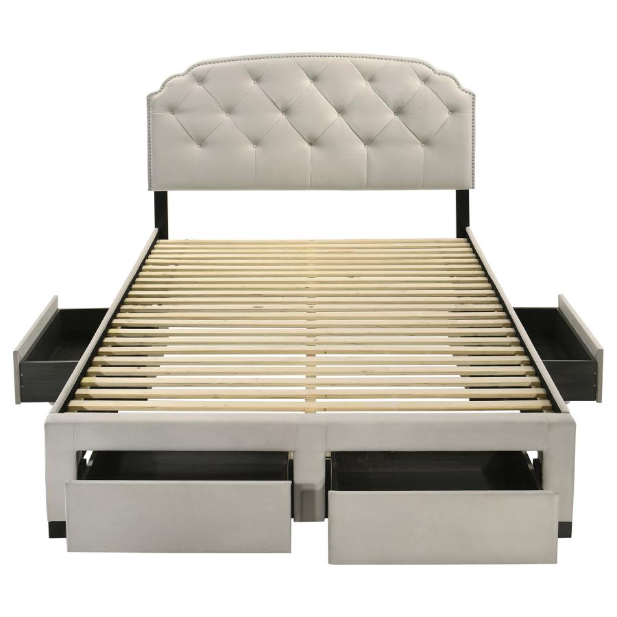 Marianna 4-Drawer Upholstered Queen Storage Bed Cream