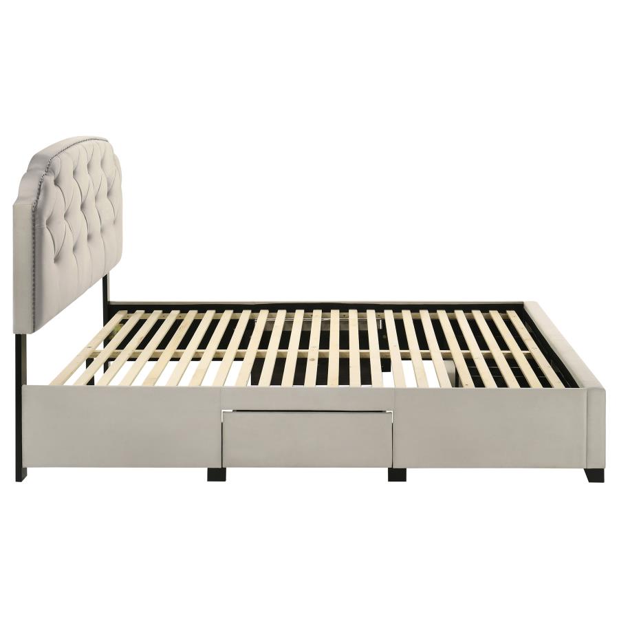 Marianna 4-Drawer Upholstered Queen Storage Bed Cream