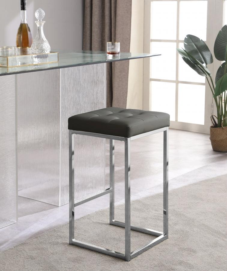 Meridian Furniture - Nicola Faux Leather Counter Stool Set Of 2 In Grey - 905Grey-C - ATL FURNITURE