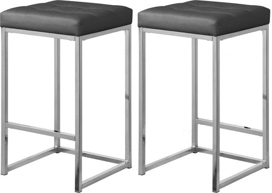 Meridian Furniture - Nicola Faux Leather Counter Stool Set Of 2 In Grey - 905Grey-C - ATL FURNITURE