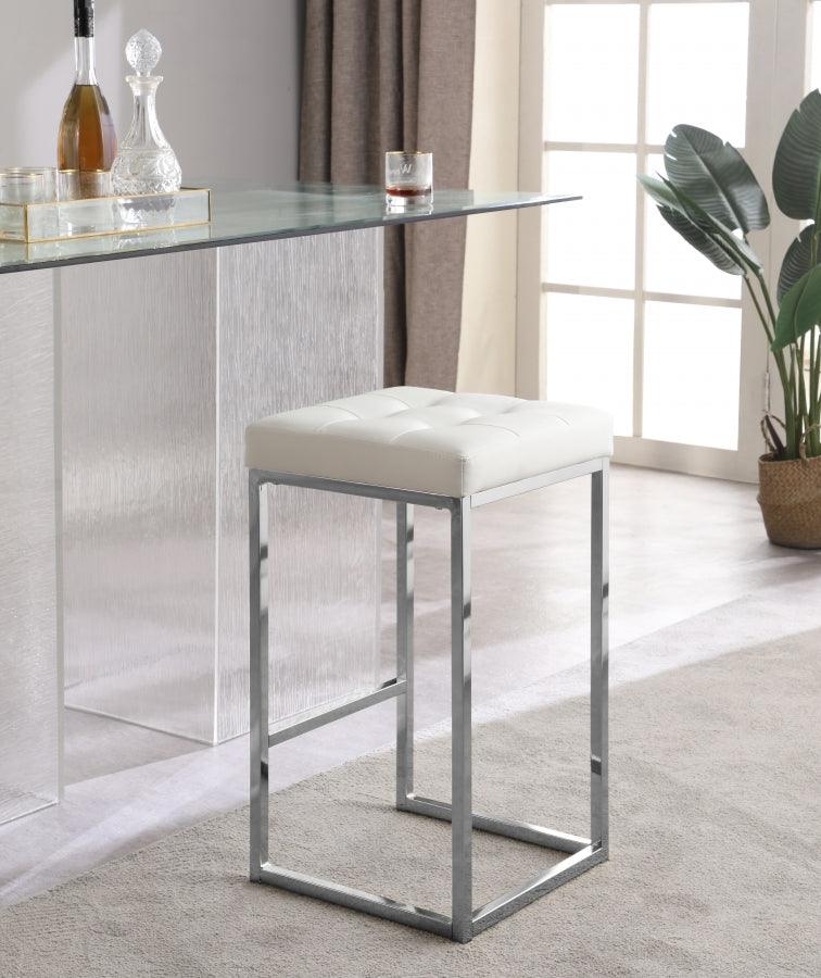 Meridian Furniture - Nicola Faux Leather Counter Stool Set Of 2 In White - 905White-C - ATL FURNITURE