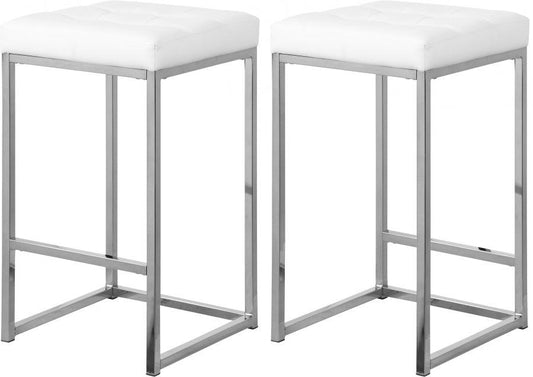 Meridian Furniture - Nicola Faux Leather Counter Stool Set Of 2 In White - 905White-C - ATL FURNITURE