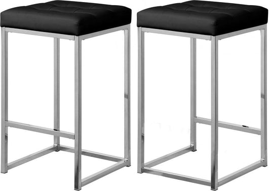 Meridian Furniture - Nicola Faux Leather Counter Stool Set Of 2 In Black - 905Black-C - ATL FURNITURE