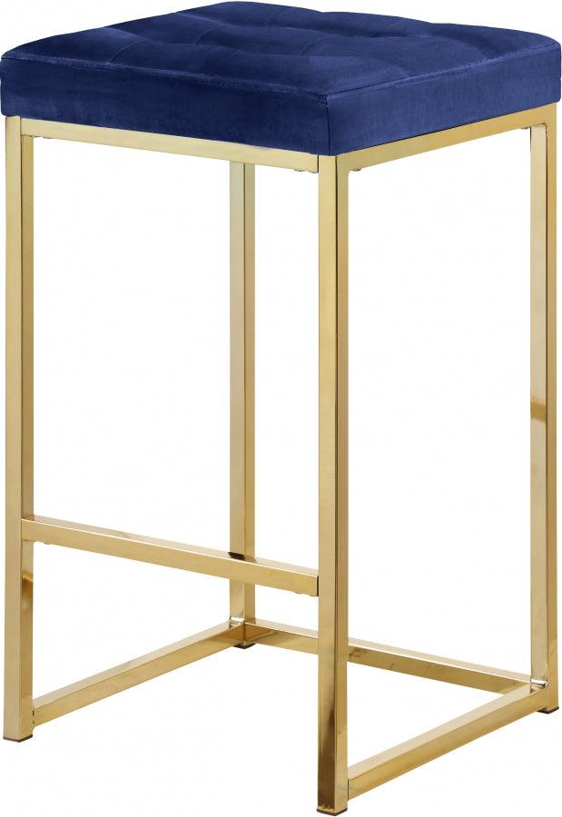 Meridian Furniture - Nicola Velvet Counter Stool Set Of 2 In Navy - 906Navy-C - ATL FURNITURE