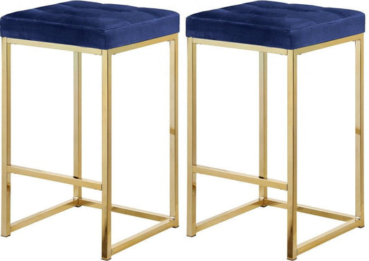 Meridian Furniture - Nicola Velvet Counter Stool Set Of 2 In Navy - 906Navy-C - ATL FURNITURE