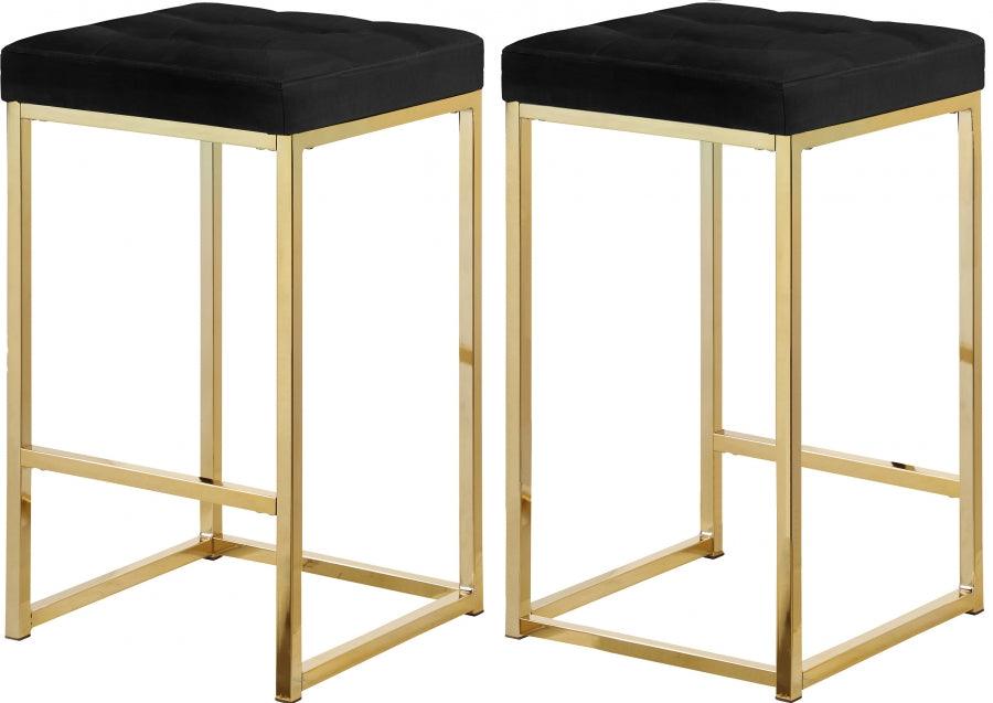 Meridian Furniture - Nicola Velvet Counter Stool Set Of 2 In Black - 906Black-C - ATL FURNITURE