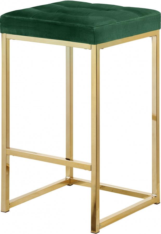 Meridian Furniture - Nicola Velvet Counter Stool Set Of 2 In Green - 906Green-C - ATL FURNITURE