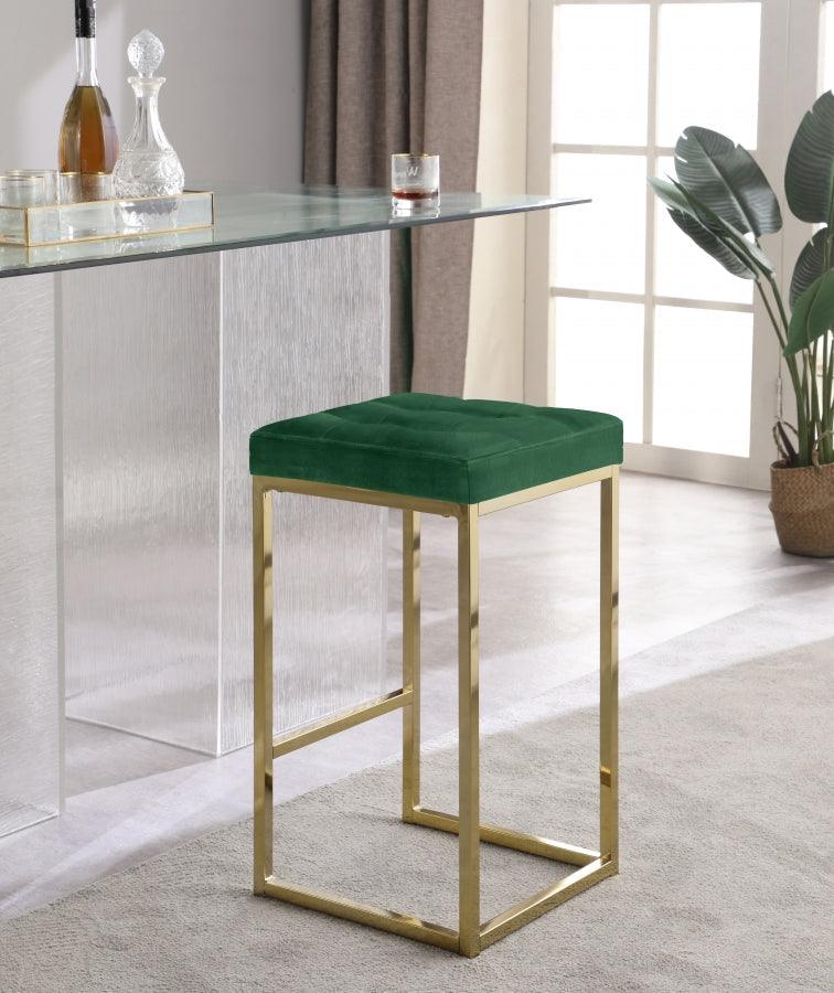 Meridian Furniture - Nicola Velvet Counter Stool Set Of 2 In Green - 906Green-C - ATL FURNITURE