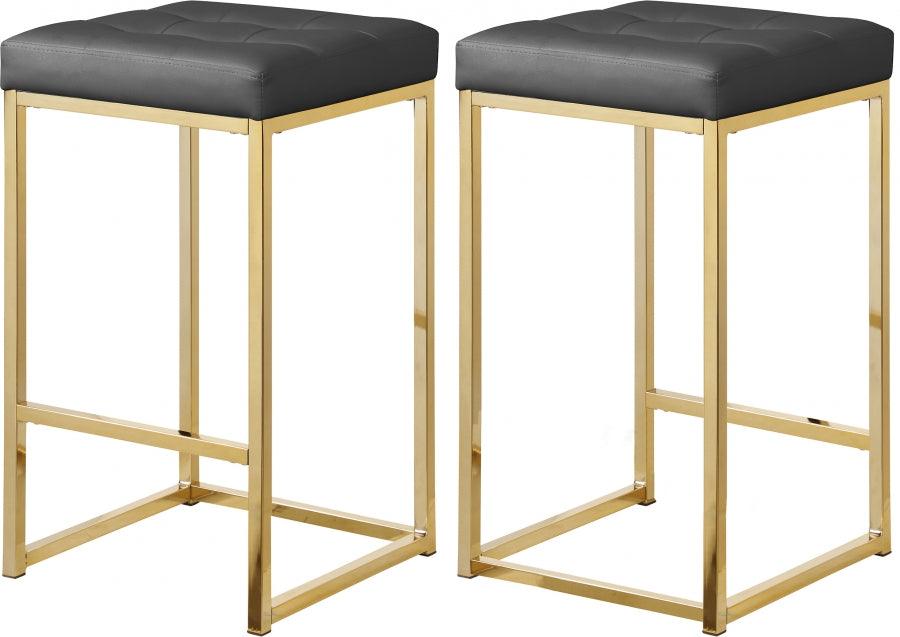 Meridian Furniture - Nicola Faux Leather Counter Stool Set Of 2 In Grey - 907Grey-C - ATL FURNITURE