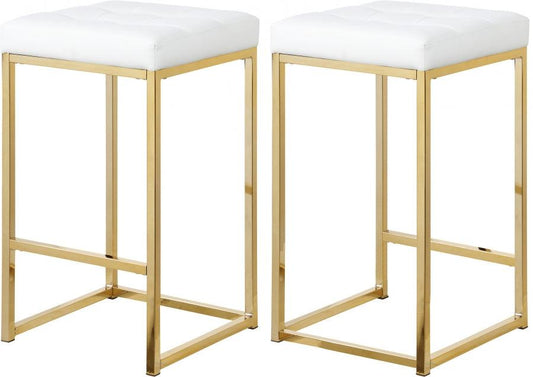 Meridian Furniture - Nicola Faux Leather Counter Stool Set Of 2 In White - 907White-C - ATL FURNITURE