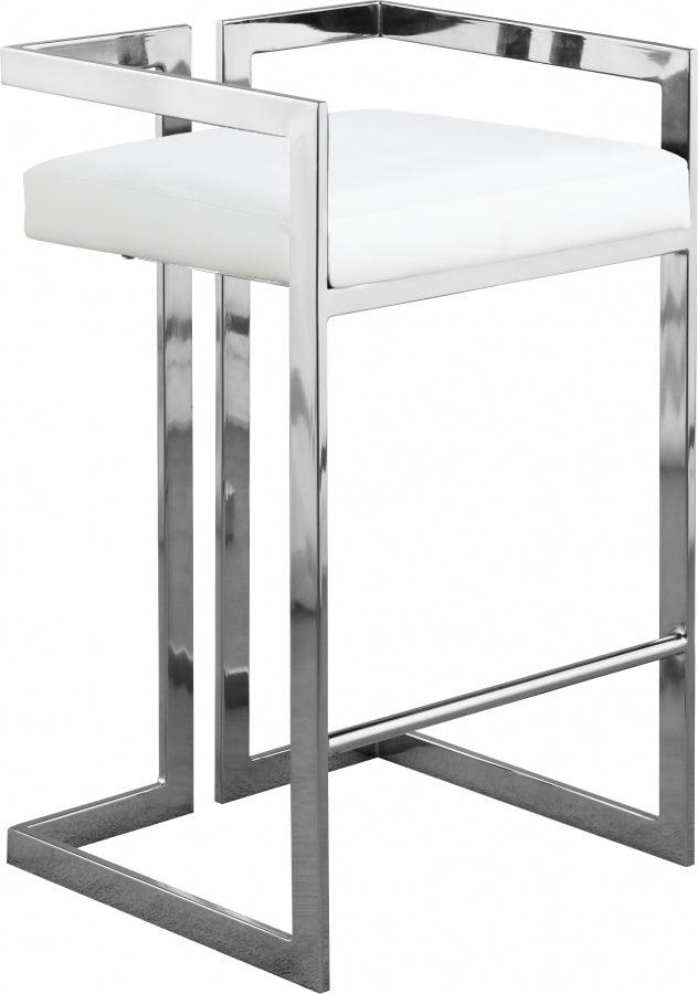 Meridian Furniture - Ezra Faux Leather Counter Stool Set Of 2 In White - 910White-C - ATL FURNITURE