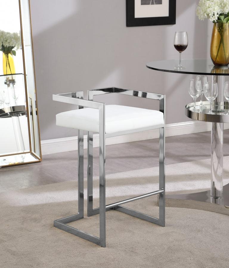 Meridian Furniture - Ezra Faux Leather Counter Stool Set Of 2 In White - 910White-C - ATL FURNITURE