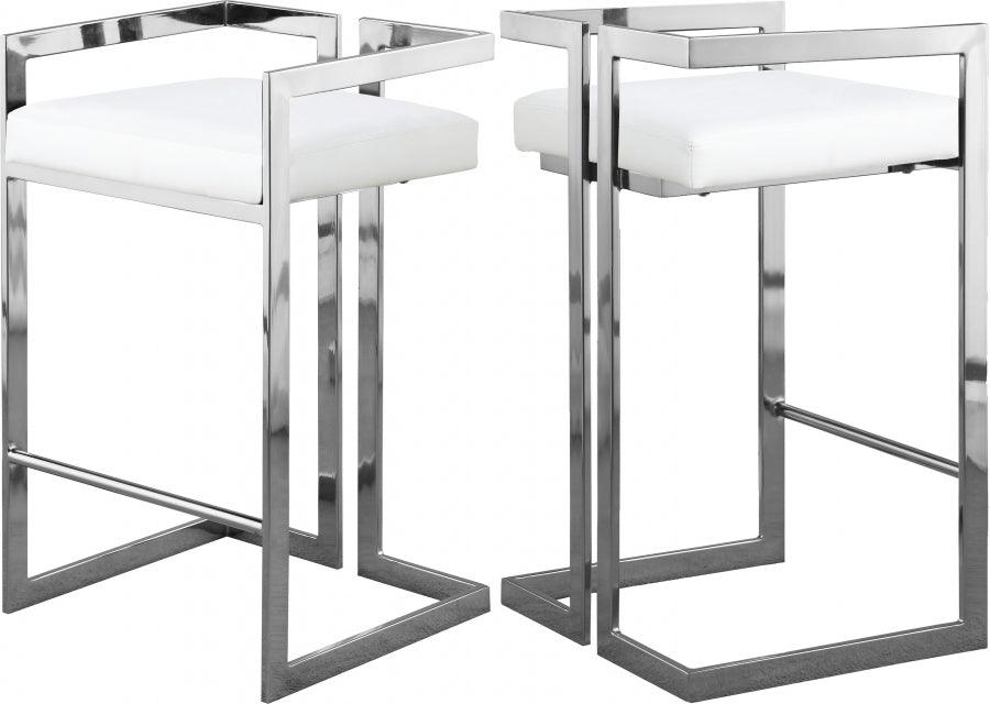 Meridian Furniture - Ezra Faux Leather Counter Stool Set Of 2 In White - 910White-C - ATL FURNITURE