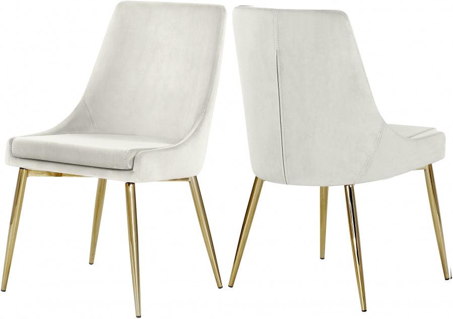 Meridian Furniture - Karina Velvet Dining Chair Set Of 2 In Cream - 783Cream-C - ATL FURNITURE