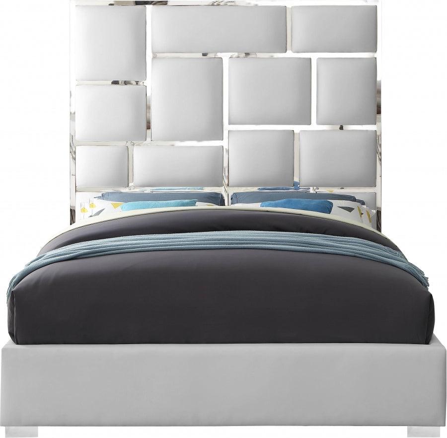 Milan Faux Leather King Bed In White - ATL FURNITURE