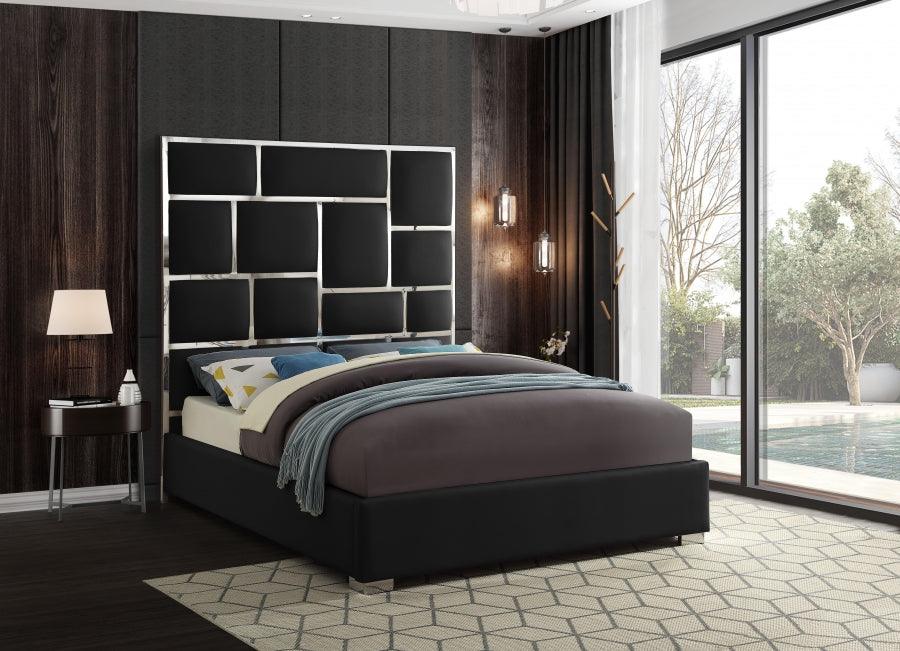 Milan Faux Leather Queen Bed In Black - ATL FURNITURE