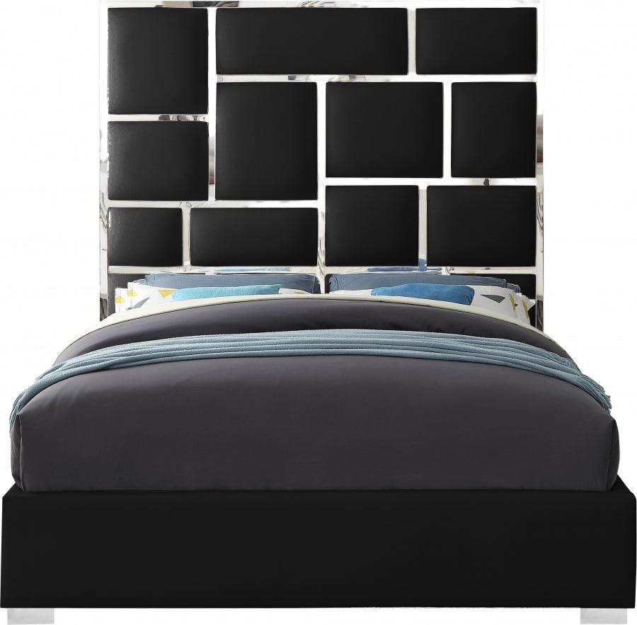 Milan Faux Leather Queen Bed In Black - ATL FURNITURE