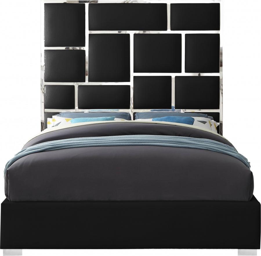 Milan Faux Leather King Bed In Black - ATL FURNITURE