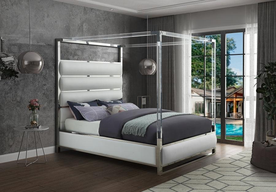 Meridian Furniture - Encore Faux Leather Queen Bed In White - Encorewhite-Q - ATL FURNITURE