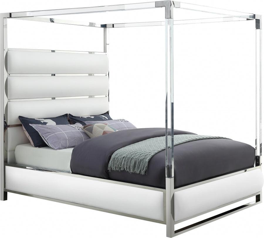 Encore Faux Leather King Bed In White - Encorewhite-K - ATL FURNITURE