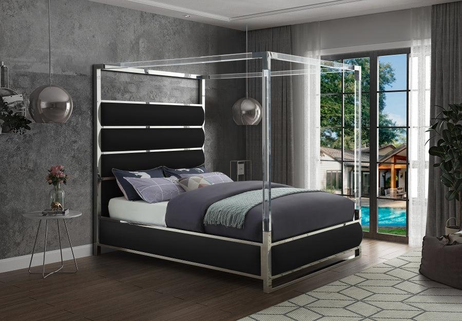 Meridian Furniture - Encore Faux Leather Queen Bed In Black - Encoreblack-Q - ATL FURNITURE