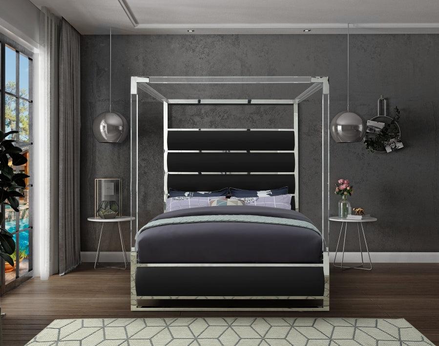 Meridian Furniture - Encore Faux Leather Queen Bed In Black - Encoreblack-Q - ATL FURNITURE