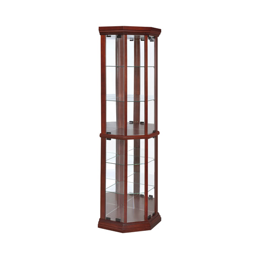 Appledale 6-shelf Corner Curio Display Cabinet Medium Brown