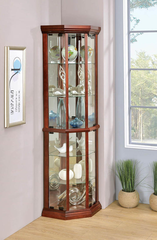 Traditional Medium Brown Curio Cabinet - ATL FURNITURE