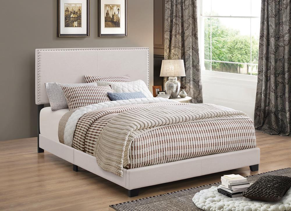 Boyd Upholstered Ivory Full Bed - ATL FURNITURE